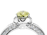 White gold Fancy Yellow Pear  Halo Split Shank Pave Diamond Ring with Petal Prong Setting_36