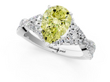 White gold Fancy Yellow Pear  Halo Twist Band Solitaire Prong Setting Ring_77
