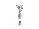 White gold Fancy Yellow Pear  Halo Twist Band Solitaire Prong Setting Ring_78