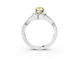 White gold Fancy Yellow Pear  Halo Twist Band Solitaire Prong Setting Ring_79