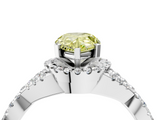 White gold Fancy Yellow Pear  Halo Twist Band Solitaire Prong Setting Ring_80