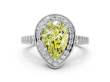 White gold Fancy Yellow Pear  Halo Twist Band Solitaire Ring with Six-Prong Setting_32