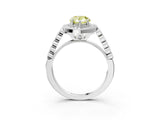 White gold Fancy Yellow Pear  Halo Twist Band Solitaire Ring with Six-Prong Setting_35
