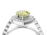 White gold Fancy Yellow Pear  Halo Twist Band Solitaire Ring with Six-Prong Setting_36