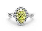 White gold Fancy Yellow Pear  Halo Twist Band Solitaire Ring_20