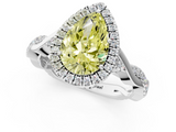 White gold Fancy Yellow Pear  Halo Twist Band Solitaire Ring_21