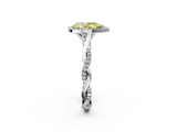 White gold Fancy Yellow Pear  Halo Twist Band Solitaire Ring_22