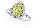 White gold Fancy Yellow Pear  Halo Twisted Band Four-Prong Diamond Ring_21
