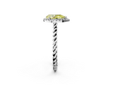 White gold Fancy Yellow Pear  Halo Twisted Band Four-Prong Diamond Ring_22