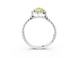 White gold Fancy Yellow Pear  Halo Twisted Band Four-Prong Diamond Ring_23