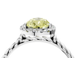 White gold Fancy Yellow Pear  Halo Twisted Band Four-Prong Diamond Ring_24