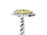 White gold Fancy Yellow Pear  Halo Twisted Band Four-Prong Diamond Ring_25