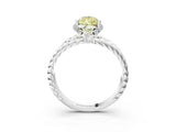 White gold Fancy Yellow Pear  Halo Twisted Band Four-Prong Ring_35