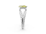 White gold Fancy Yellow Pear  Halo Twisted Band Four-Prong Ring_35