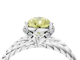 White gold Fancy Yellow Pear  Halo Twisted Band Four-Prong Ring_36