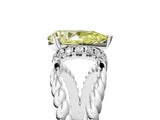 White gold Fancy Yellow Pear  Halo Twisted Band Four-Prong Ring_38