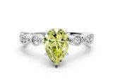 White gold Fancy Yellow Pear  Milgrain Bezel Diamond Engagement Ring with Solitaire Prong Setting_168