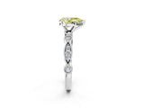 White gold Fancy Yellow Pear  Milgrain Bezel Diamond Engagement Ring with Solitaire Prong Setting_170