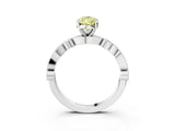 White gold Fancy Yellow Pear  Milgrain Bezel Diamond Engagement Ring with Solitaire Prong Setting_182