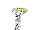 White gold Fancy Yellow Pear  Milgrain Bezel Diamond Engagement Ring with Solitaire Prong Setting_184