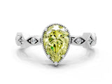 White gold Fancy Yellow Pear  Milgrain Marquise Diamond Twist Band Ring_62