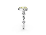 White gold Fancy Yellow Pear  Milgrain Marquise Diamond Twist Band Ring_64