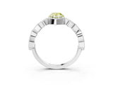 White gold Fancy Yellow Pear  Milgrain Marquise Diamond Twist Band Ring_65