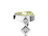 White gold Fancy Yellow Pear  Milgrain Marquise Diamond Twist Band Ring_67