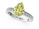 White gold Fancy Yellow Pear  Milgrain Pave Diamond Engagement Ring with Four-Prong Setting_158