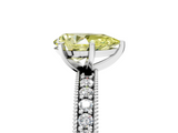 White gold Fancy Yellow Pear  Milgrain Pave Diamond Engagement Ring with Four-Prong Setting_162