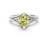 White gold Fancy Yellow Pear  Solitaire Beaded Band Six-Prong Setting