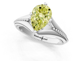 White gold Fancy Yellow Pear  Solitaire Beaded Band Six-Prong Setting_1