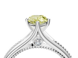 White gold Fancy Yellow Pear  Solitaire Beaded Band Six-Prong Setting_4