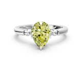 White gold Fancy Yellow Pear  Solitaire Beaded Band with Four-Prong Setting_71