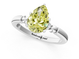 White gold Fancy Yellow Pear  Solitaire Beaded Band with Four-Prong Setting_71