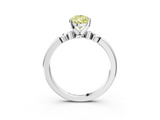 White gold Fancy Yellow Pear  Solitaire Beaded Band with Four-Prong Setting_74