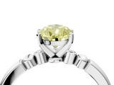 White gold Fancy Yellow Pear  Solitaire Beaded Band with Four-Prong Setting_75