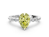 White gold Fancy Yellow Pear  Solitaire Bezel Accent Diamond Engagement Ring with Beaded Band and Four-Prong Setting_24