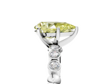 White gold Fancy Yellow Pear  Solitaire Bezel Accent Diamond Engagement Ring with Beaded Band and Four-Prong Setting_29