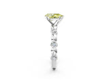 White gold Fancy Yellow Pear  Solitaire Bezel-Set Diamond Ring with Beaded Band and Four-Prong Setting_34