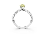 White gold Fancy Yellow Pear  Solitaire Bezel-Set Diamond Ring with Beaded Band and Four-Prong Setting_35
