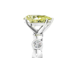 White gold Fancy Yellow Pear  Solitaire Bezel-Set Diamond Ring with Beaded Band and Four-Prong Setting_37