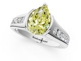 White gold Fancy Yellow Pear  Solitaire Bezel-Set Diamond Ring with Channel-Set Band_38