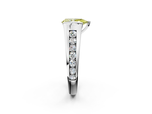 Platinum Pear-Shaped Half Bezel Engagement Ring Setting for Fancy Yellow Center