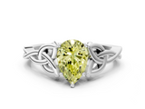 White gold Fancy Yellow Pear  Solitaire Celtic Knot Engagement Ring with Four-Prong Setting_90