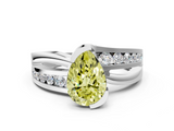 White gold Fancy Yellow Pear  Solitaire Channel-Set Split Shank Ring with Tension Prong Setting_3