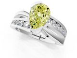 White gold Fancy Yellow Pear  Solitaire Channel-Set Split Shank Ring with Tension Prong Setting_4