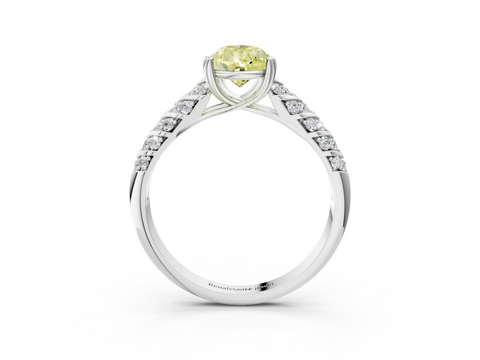 White gold Fancy Yellow Pear  Solitaire Chevron Pave Diamond Engagement Ring with Six-Prong Setting_6