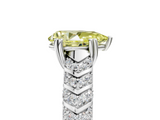 White gold Fancy Yellow Pear  Solitaire Chevron Pave Diamond Engagement Ring with Six-Prong Setting_8