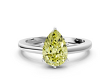 White gold Fancy Yellow Pear  Solitaire Diamond Engagement Ring with Four-Prong Setting on a Classic Band_3